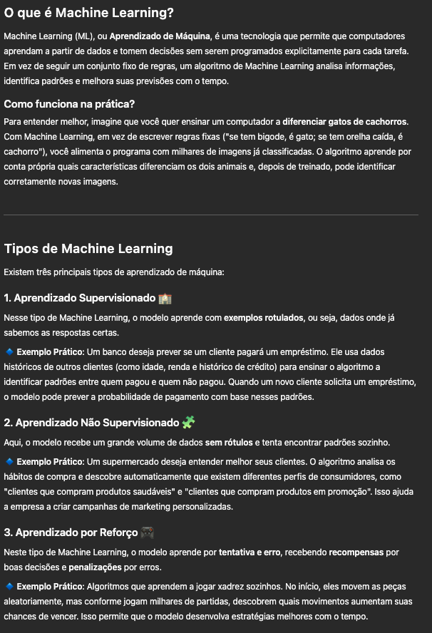 prompt refinado "o que é machine learning"